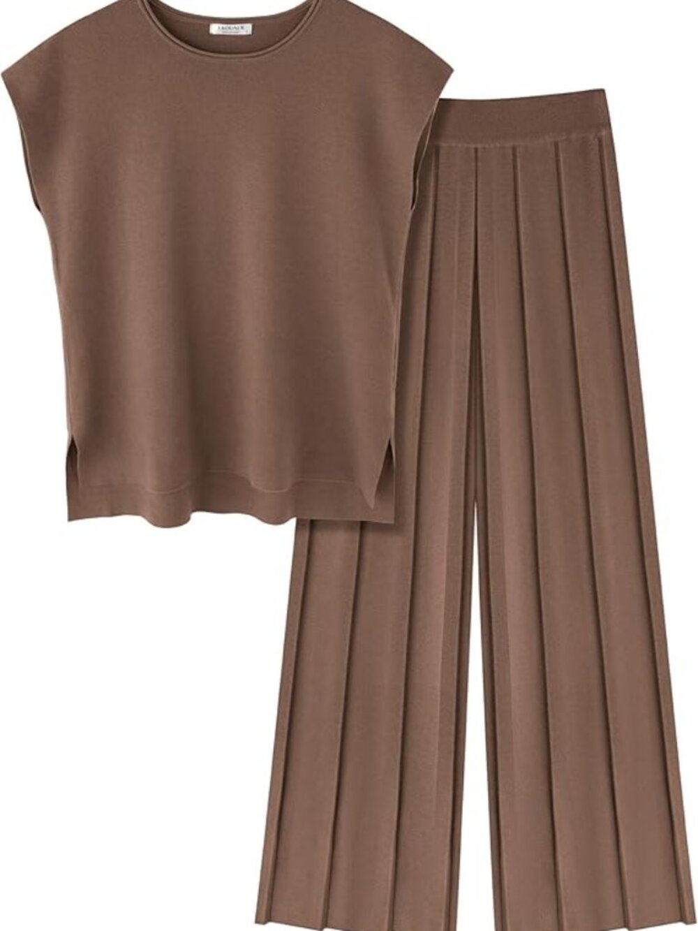 Lounge Sets for Women Two Piece Outfits Knit Cap Sleeve Tops Wide Leg Pleated Pa